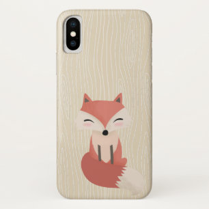 かわいく小さいキツネの森林動物のWoodgrain iPhone X ケース