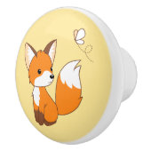 かわいく小さいキツネの監視蝶 セラミックノブ (右)