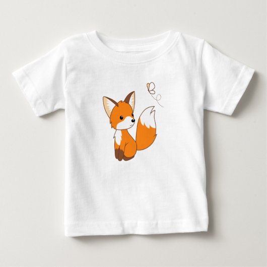 かわいく小さいキツネの監視蝶 ベビーTシャツ (正面)