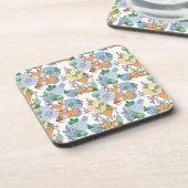 かわいく小さいキツネパターン コースター (左側)