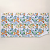 かわいく小さいキツネパターン ビーチタオル (正面)