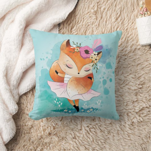 かわいく小さいキツネ クッション (ブランケット)