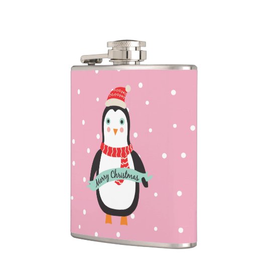 かわいく小さいクリスマスのペンギン"メリークリスマス" フラスク (左)