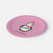 かわいく小さいクリスマスのペンギン"メリークリスマス" ペーパープレート (アングル)