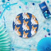 かわいく小さいコーギーパターン ペーパープレート (パーティー)