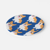 かわいく小さいコーギーパターン ペーパープレート (アングル)