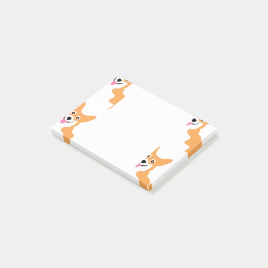 かわいく小さいコーギーパターン ポストイット (アングル)