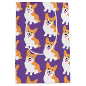 かわいく小さいコーギーパターン ミディアムペーパーバッグ (正面)