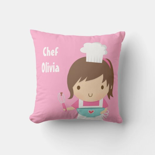 かわいく小さいシェフのパン屋の女の子部屋の装飾 クッション (正面)