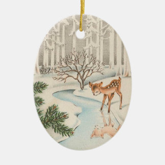 かわいく小さいシカのクリスマスのオーナメント セラミックオーナメント