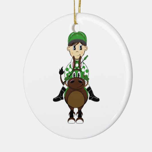 かわいく小さいジョッキーのオーナメント セラミックオーナメント (左)