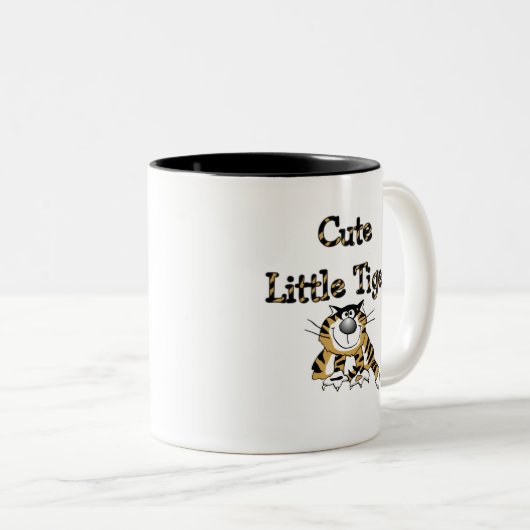 かわいく小さいトラのTシャツおよびギフト ツートーンマグカップ (正面右)