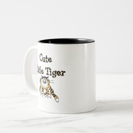 かわいく小さいトラのTシャツおよびギフト ツートーンマグカップ (正面左)