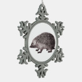 かわいく小さいハリネズミ スノーフレークピューターオーナメント (左)