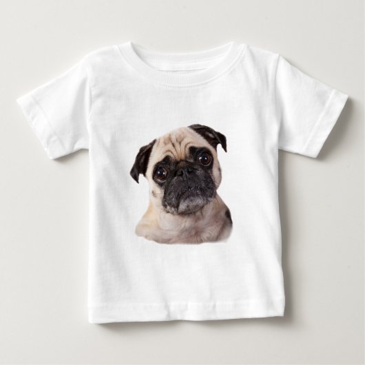 かわいく小さいパグ犬 ベビーTシャツ (正面)