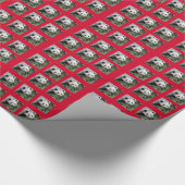 かわいく小さいパンダの包装紙の赤の背景 ラッピングペーパー (角)