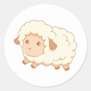 かわいく小さいヒツジ ラウンドシール