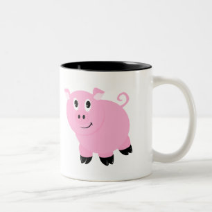 かわいく小さいピンクの豚のようでかわいいブタ ツートーンマグカップ