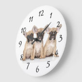 かわいく小さいフレンチ・ブルドッグ ラージ壁時計 (傾斜)