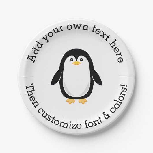 かわいく小さいペンギン ペーパープレート (正面)