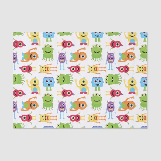 かわいく小さいモンスターのパーティーパターン 薄葉紙 (正面)