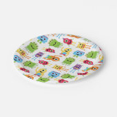 かわいく小さいモンスターパターン ペーパープレート (アングル)