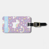 かわいく小さいユニコーンの虹の女の子パターントートバック ラゲッジタグ (正面横)