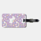 かわいく小さいユニコーンの虹の女の子パターントートバック ラゲッジタグ (裏面横)