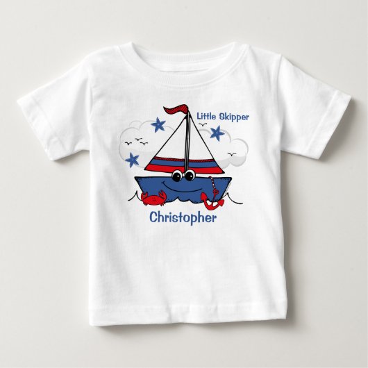 かわいく小さいヨット ベビーTシャツ (正面)