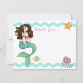 かわいく小さい人魚のメッセージカード2 サンキューカード (正面)