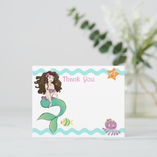 かわいく小さい人魚のメッセージカード2 サンキューカード (スタンド正面)