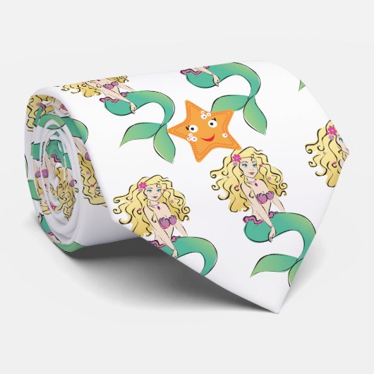 かわいく小さい人魚 ネクタイ (ロール)