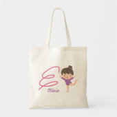 かわいく小さい体育専門家の女の子およびリボンの体操 トートバッグ (正面)