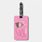 かわいく小さい体育専門家の女の子およびリボンの体操 ラゲッジタグ (裏面縦)