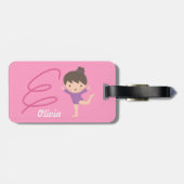 かわいく小さい体育専門家の女の子およびリボンの体操 ラゲッジタグ (裏面横)