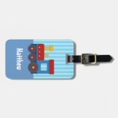 かわいく小さい列車の子供のパーソナライズな荷物のラベル ラゲッジタグ (正面横)