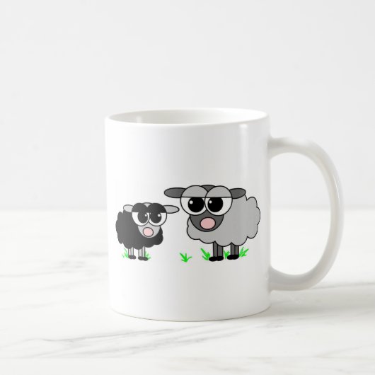 かわいく小さい厄介ものおよびBigGrayのヒツジ コーヒーマグカップ (右)
