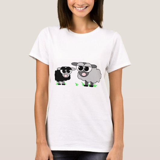 かわいく小さい厄介ものおよびBigGrayのヒツジ Tシャツ (正面)
