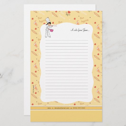 かわいく小さい台所文房具シート 便箋 (正面/裏面)