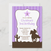 かわいく小さい女性のカーボーイのバースデーパーティ招待状 招待状 (正面)