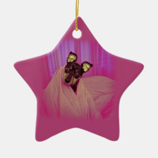 かわいく小さい子犬 セラミックオーナメント (正面)