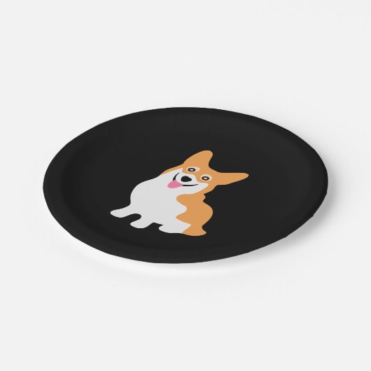 かわいく小さい微笑のコーギーの子犬 ペーパープレート (アングル)