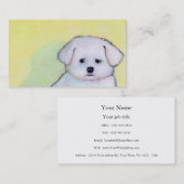 かわいく小さい心配した子犬を引く白い犬の芸術 名刺 (正面/裏面)