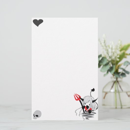 かわいく小さい悪魔の女の子 便箋 (スタンド正面)