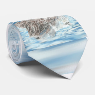 かわいく小さい水彩画のカワウソのうたた寝の青海原 ネクタイ