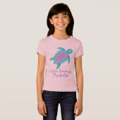 かわいく小さい泳ぐ人の女の子は水のカメのTシャツを飾ります Tシャツ (正面フル)