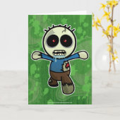 かわいく小さい漫画のゾンビ カード (黄色い花)