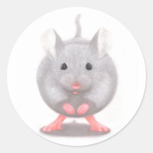 かわいく小さい灰色のマウス ラウンドシール