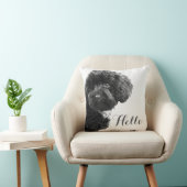 かわいく小さい犬の子犬のトイプードルのこんにちはカスタム クッション (椅子)