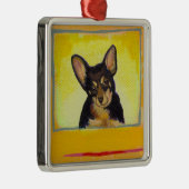 かわいく小さい犬の芸術の黒および黄褐色のチワワのminpin メタルオーナメント (右)